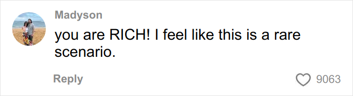 Comment from Madyson expressing amazement at a rare family scenario involving a woman with 7 parents.