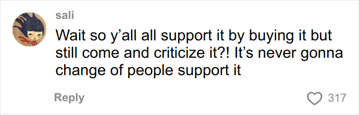 Comment by user sali debating support and criticism of Harry Styles new tour ticket prices on social media with 317 likes.