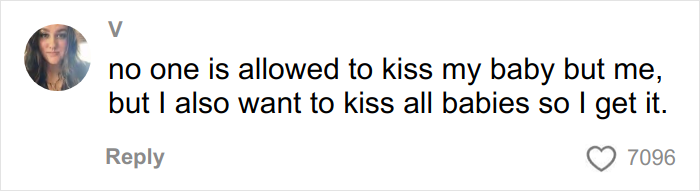 Alt text: Social media comment about grandma not kissing baby, related to woman&rsquo;s gentle reminder viral video with 11M views.