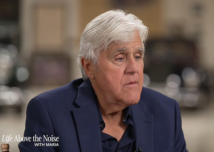 Jay Leno in a thoughtful moment during an interview about his wife&rsquo;s struggle with dementia and personal challenges.