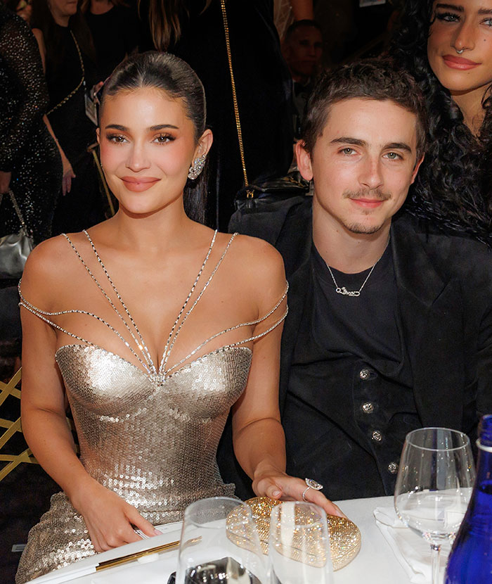Kylie Jenner and Timoth&eacute;e Chalamet at an event, captured before rumored vicious fight at the Golden Globes.