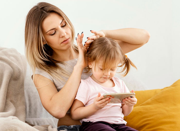 Woman matching useless hubby&rsquo;s energy, feeling fed up while caring for child, desperate to escape marriage tension at home.