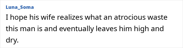 Comment from Luna_Soma criticizing a man, related to a Little Rascals star living off the grid after arrest. Comment from Luna_Soma criticizing a man, related to a Little Rascals star living off the grid after arrest.