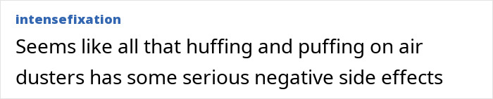 Headline text on a white background about negative side effects of huffing and puffing on air dusters related to Little Rascals star living off the grid. Headline text on a white background about negative side effects of huffing and puffing on air dusters related to Little Rascals star living off the grid.
