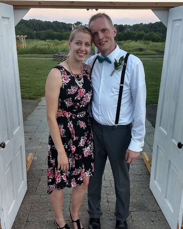 Couple posing outdoors at sunset dressed formally, linked to man admitting horrific charges in pregnant sister&rsquo;s homicide case.