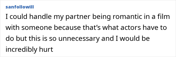Comment expressing emotional hurt over a steamy shoot involving Margot Robbie's age gap with Jacob Elordi after cheating accusations.