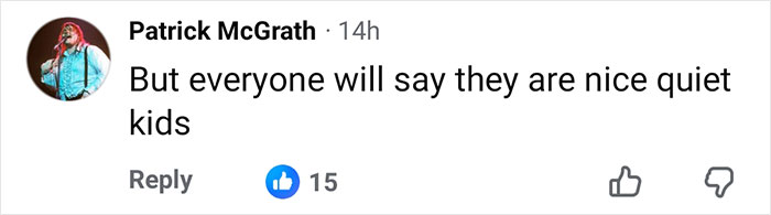 Comment on social media by Patrick McGrath expressing that everyone will say they are nice quiet kids, related to marine veteran heartbreaking final text.