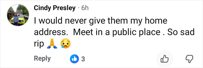 Facebook comment warning against sharing home address after Marine veteran's heartbreaking final text from Marketplace meetup tragedy