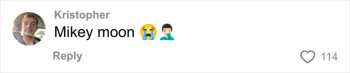 A social media comment from Kristopher expressing sadness with crying and facepalm emojis amid Meghan Trainor surrogate backlash. A social media comment from Kristopher expressing sadness with crying and facepalm emojis amid Meghan Trainor surrogate backlash.