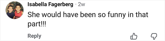 Comment by Isabella Fagerberg praising humor in a scene, related to Nickelodeon star and Britney Spears photo context.