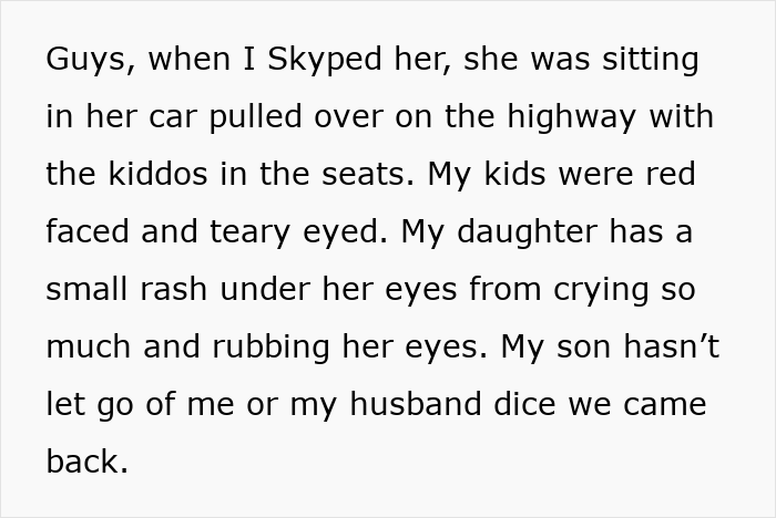 Parent describing emotional moment after mil tells kids parents passed away with kids crying and reacting in car on highway.