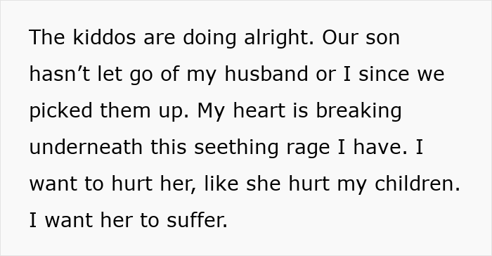 Text excerpt showing emotional struggles as a mil tells kids their parents passed away, expressing heartbreak and anger.