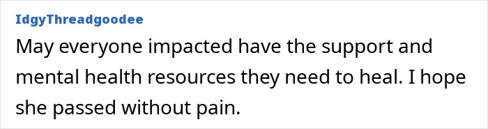 Comment expressing hope for healing and mental health support after the passing of Tommy Lee Jones&rsquo; daughter Victoria.