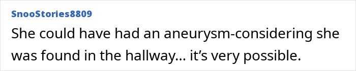 Comment discussing possible aneurysm in context of mystery deepening after new details emerge about Tommy Lee Jones&rsquo; daughter Victoria&rsquo;s passing.