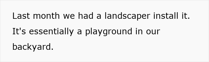 Backyard playground installed by landscaper, showing family enjoying space while nightmare neighbors secretly use it.