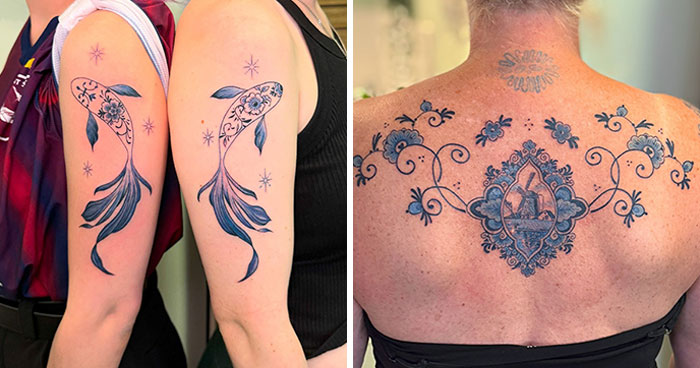 Inspired By The Old Dutch Tradition, I Started Bringing Delft Blue To Tattoos (28 Pics)