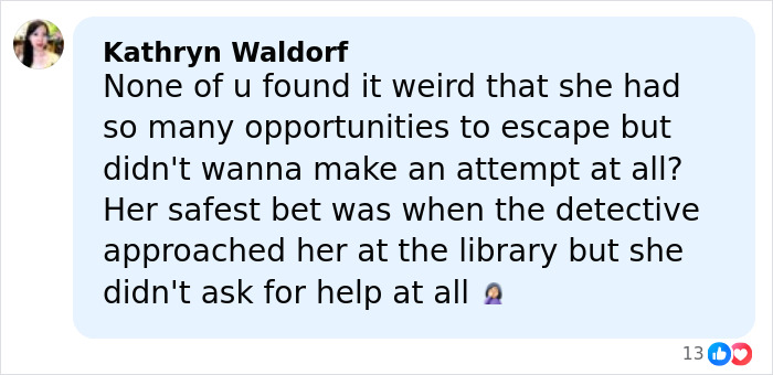 Comment by Kathryn Waldorf questioning missed escape opportunities in Elizabeth Smart’s Netflix documentary Kidnapped.