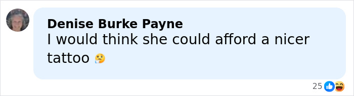 Comment expressing opinion about Nicola Peltz's tattoo in relation to the Beckham family drama on social media.