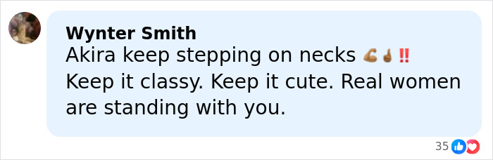 TikTok influencer Wynter Smith supporting Akira with empowering message about confidence and standing strong.