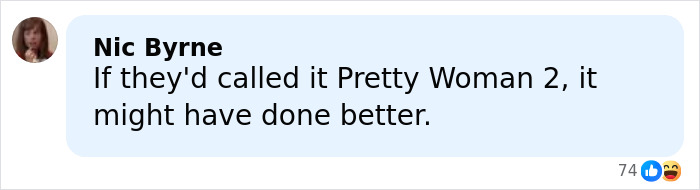 Comment from Nic Byrne saying if it was Pretty Woman 2 it might have done better, related to viral images about Melania Trump's documentary.