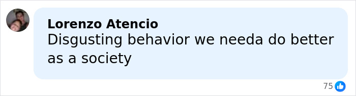 Comment from Lorenzo Atencio criticizing social behavior, displayed in a social media reply with 75 likes about teen influencer app concerns.
