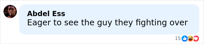 Comment saying eager to see the guy they are fighting over in a social media post about jealous girlfriend gym fight incident