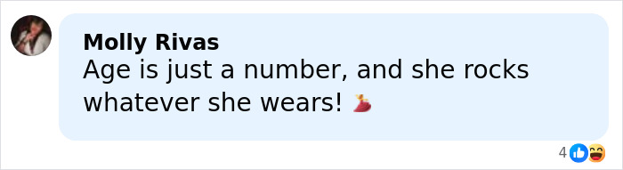 Comment praising Jennifer Lopez for confidently dressing however she wants despite age-related criticism on social media.