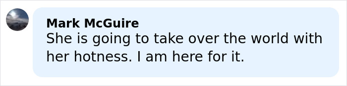 Comment by Mark McGuire praising Sydney Sweeney's hotness and expressing support for her bold lingerie look in LA.