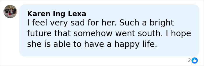 Comment expressing sadness for Amanda Bynes, referencing the tragic tale of child stars and concern for her well-being.