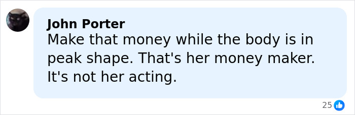 Comment by John Porter critiquing Sydney Sweeney&rsquo;s appearance and suggesting her body is key to her fame.