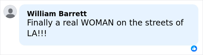 Commenter William Barrett expressing excitement about a woman on the streets of LA wearing lingerie.