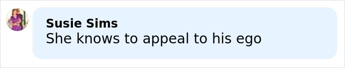 Comment by Susie Sims in a light blue speech bubble discussing a peace prize recipient gifting her medal to Trump.