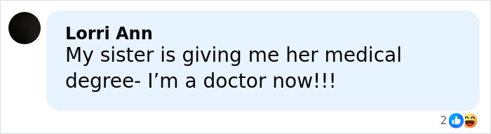 Comment about sister giving medical degree, related to Nobel Committee breaking silence after Peace Prize recipient gifts medal to Trump.