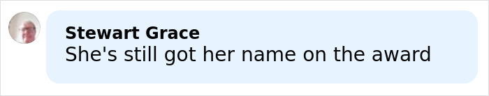 Comment box with user Stewart Grace saying she's still got her name on the award related to Nobel Committee peace prize recipient gifting medal to Trump.