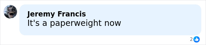 Comment stating "It's a paperweight now" in a social media post about Nobel Committee and Peace Prize medal gifted to Trump.