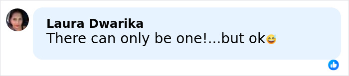User comment by Laura Dwarika saying There can only be one!...but ok with a smiling face emoji.