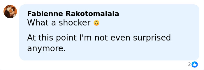 Comment by Fabienne Rakotomalala expressing shock and disbelief, reacting to Enrique Iglesias' famous father Julio under investigation.
