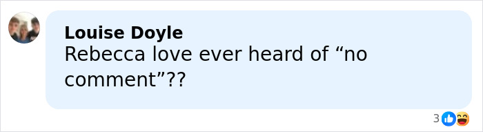 Comment from Louise Doyle reacting to Brooklyn Beckham&rsquo;s viral family rift revelation on social media with emojis.