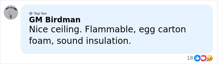 Comment on flammable egg carton foam used as sound insulation, highlighting possible negligence in Swiss ski bar fire.