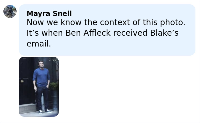 Ben Affleck standing outside a building, related to Blake Lively and Ryan Reynolds's texts involving Justin Baldoni case. Ben Affleck standing outside a building, related to Blake Lively and Ryan Reynolds's texts involving Justin Baldoni case.
