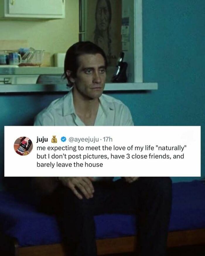 Person looking sad on couch with a humorous social media caption, a funny screenshot to distract from responsibilities.