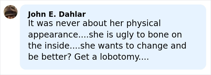 Comment from John E. Dahlar criticizing Amy Schumer&rsquo;s appearance amid backlash over bikini photos and divorce news.