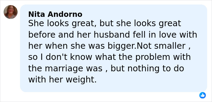 Comment discussing Amy Schumer trolling herself after divorce filing amid backlash over bikini photos.