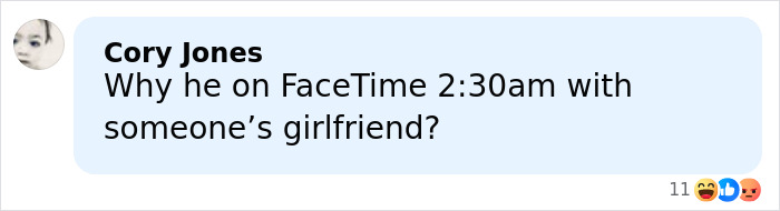 Text message from Cory Jones questioning why someone is on FaceTime at 2:30am with someone’s girlfriend, relating to Barron Trump emergency call.
