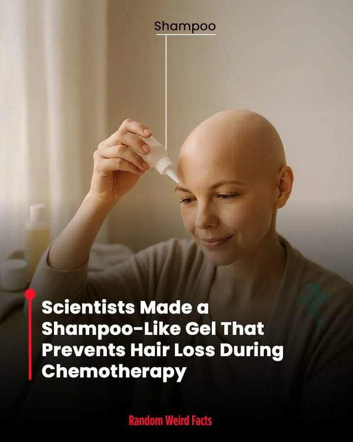 Woman applying shampoo-like gel to scalp, an interesting fact related to preventing hair loss during chemotherapy.