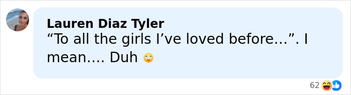 Lauren Diaz Tyler commenting with a skeptical emoji regarding Enrique Iglesias' famous father Julio under investigation.