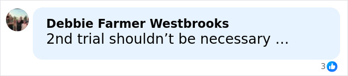 Facebook comment discussing the need for a second trial in a case involving a man admitting charges over pregnant sister&rsquo;s homicide.