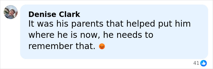 Comment from Denise Clark discussing Adam Peaty and his parents' role in his success following name change controversy.