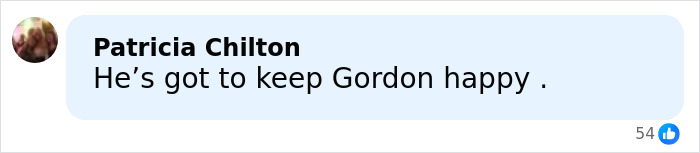 Comment saying He's got to keep Gordon happy in a social media post about Adam Peaty's name change after wedding controversy.