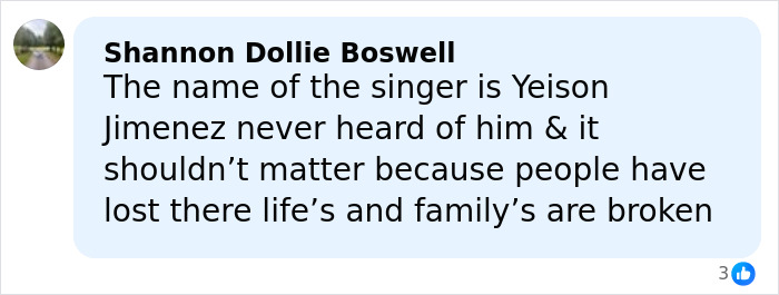 Comment discussing the loss of famous singer Yeison Jimenez in a plane crash and its emotional impact on families. Comment discussing the loss of famous singer Yeison Jimenez in a plane crash and its emotional impact on families.